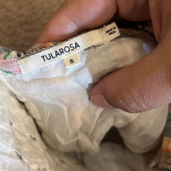 Tularosa Penelope Multi Striped Printed Cropped Top Ruffle Beach S - Picture 12 of 12